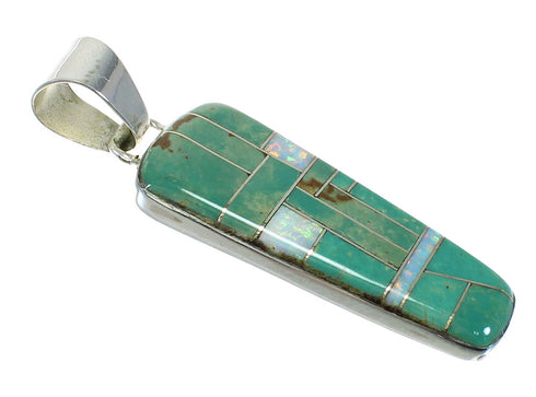 Turquoise And Opal Authentic Sterling Silver Southwest Pendant WX63582